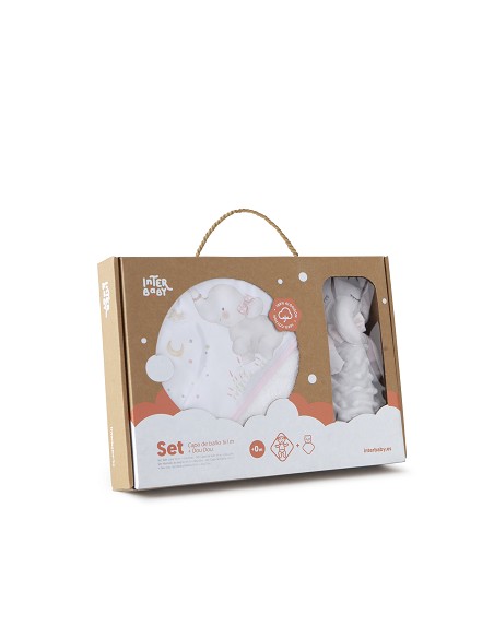 Set Capa de Baño Mod Elefante+Dou Dou Mod Elefante Bco/Rosa