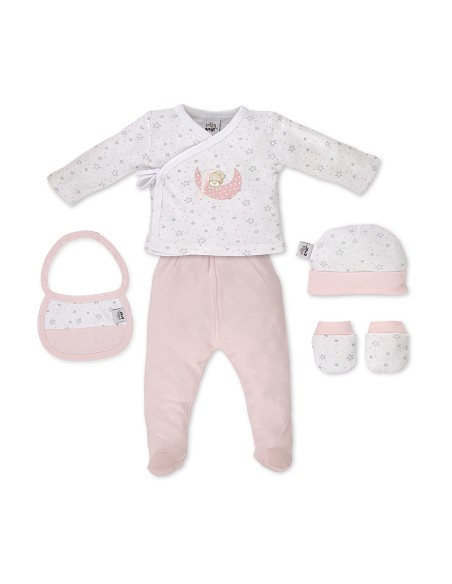 Set Regalo 5 Pcs 100% Alg  T 0-6 m Mod Sleep Rosa