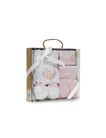 Set Regalo 5 Pcs 100% Alg  T 0-6 m Mod Sleep Rosa