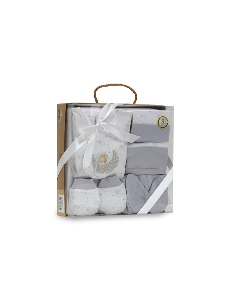 Set Regalo 5 Pcs 100% Alg  T 0-6 m Mod Sleep Gris