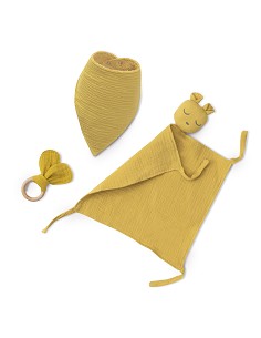 Set Dou Dou+Bandana+Mordedor Muselina Mod Oso Ocre Tierra