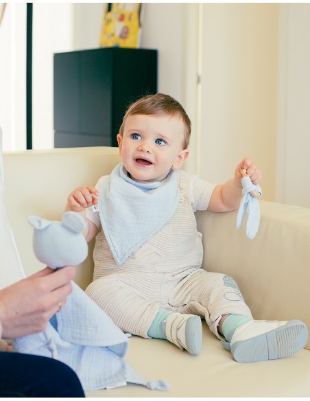 Set Dou Dou+Bandana+Mordedor Muselina Mod Oso Ocre Tierra