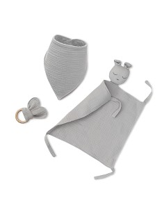 Set Dou Dou+Bandana+Mordedor Muselina Mod Oso Gris Petroleo