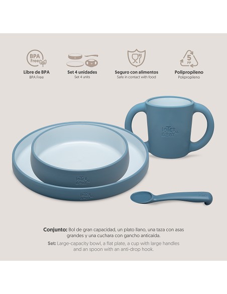 Vajilla Aprendizaje Azul Grisaceo