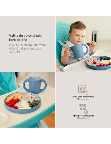 Vajilla Aprendizaje Azul Grisaceo