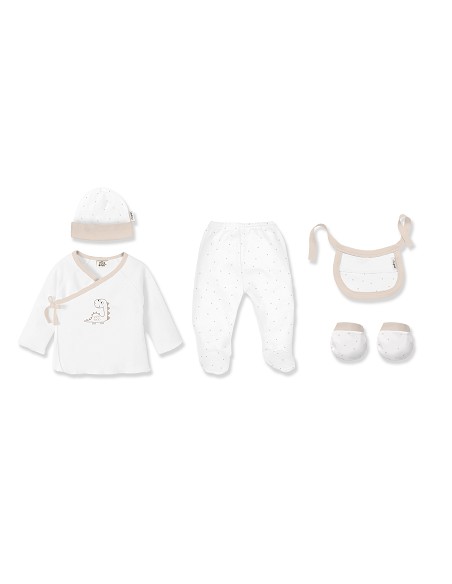 Set Regalo 5 Pcs Bamboo T 0-6 m Mod Dinosaurio Bco/Beig