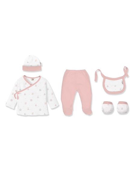 Set Regalo 5 Pcs Bamboo T 0-6 m Mod Osos Peluche Rosa