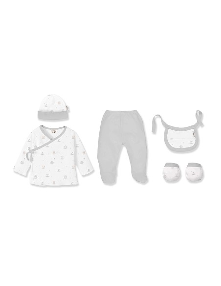 Set Regalo 5 Pcs Bamboo T 0-6 m Mod Osos Peluche Gris
