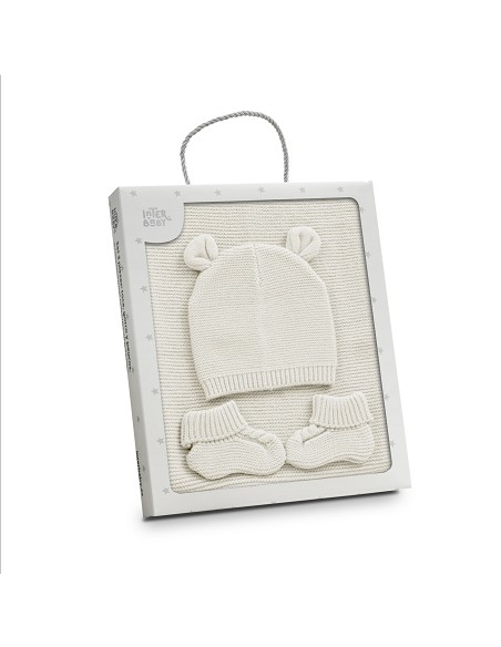 Set 3 Piezas Toca Gorra Peucos Beig