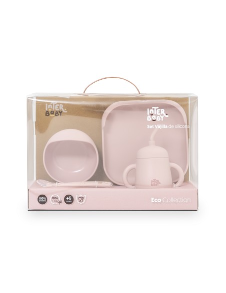 Set Vajilla 4 Pcs de Silicona Mod Mockup Rosa