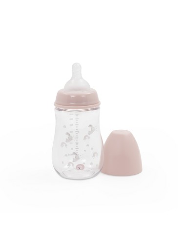 Set 3 Pcs Silicona Chupetero+Chupete+Biberon Rosa