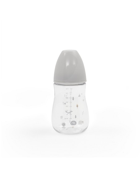 Set 3 Pcs Silicona Chupetero+Chupete+Biberon Gris