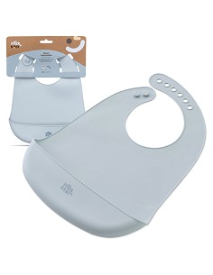 Babero Silicona Azul Grisaceo