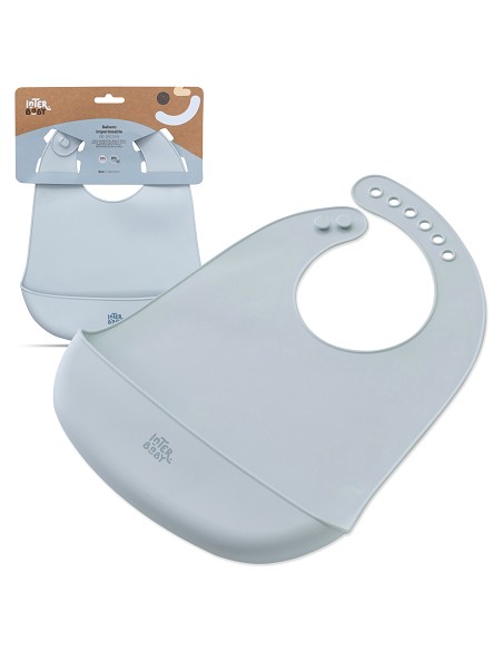 Babero Silicona Azul Grisaceo