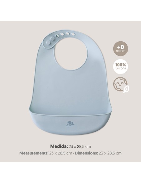 Babero Silicona Azul Grisaceo