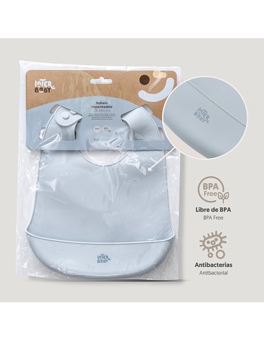 Babero Silicona Azul Grisaceo