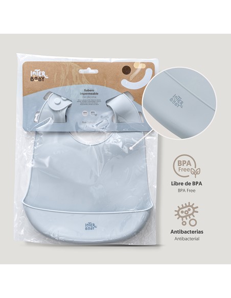 Babero Silicona Azul Grisaceo