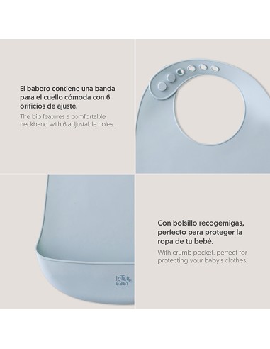 Babero Silicona Azul Grisaceo