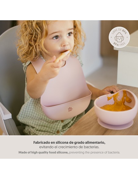 Babero Silicona Azul Grisaceo