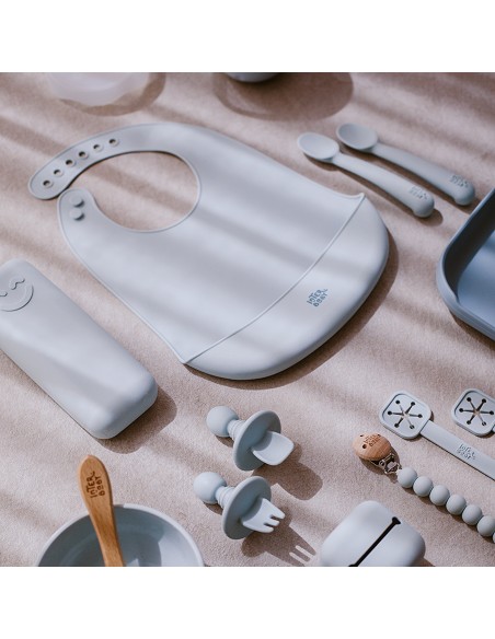 Babero Silicona Azul Grisaceo