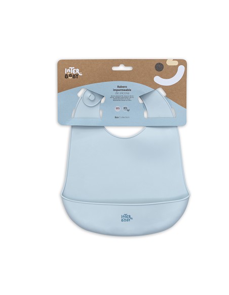 Babero Silicona Azul Grisaceo