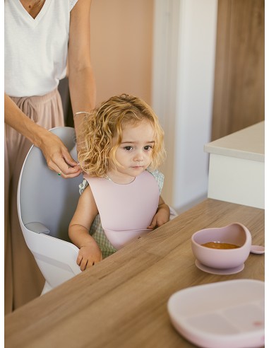 Babero Silicona Azul Grisaceo