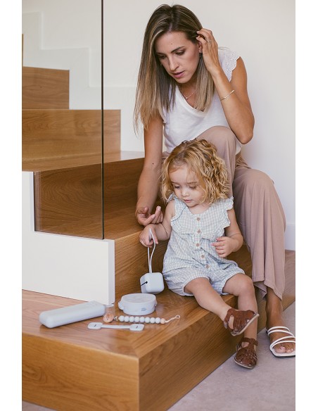 Babero Silicona Azul Grisaceo