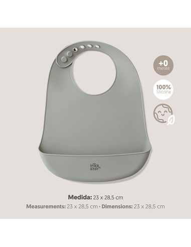 Babero Silicona Gris Petroleo