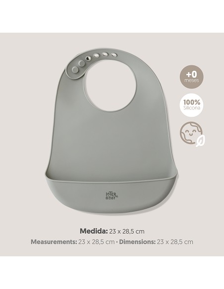 Babero Silicona Gris Petroleo