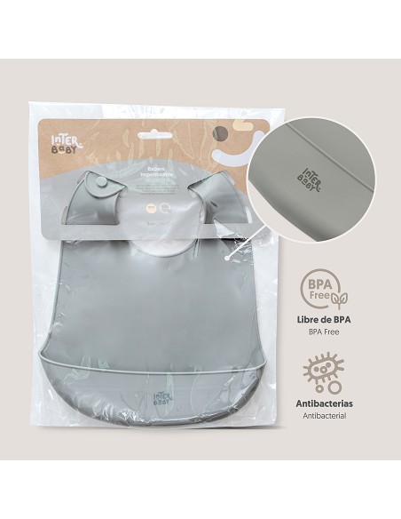 Babero Silicona Gris Petroleo