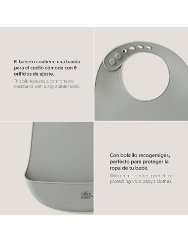 Babero Silicona Gris Petroleo