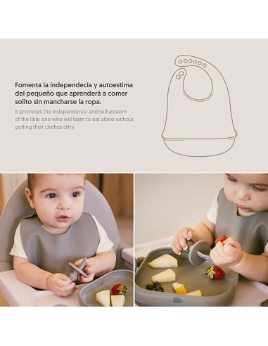 Babero Silicona Gris Petroleo