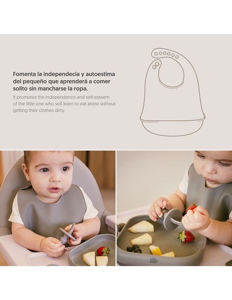 Babero Silicona Gris Petroleo