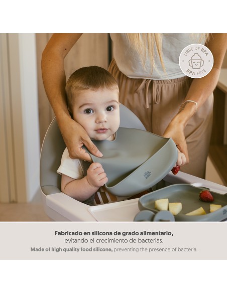 Babero Silicona Gris Petroleo