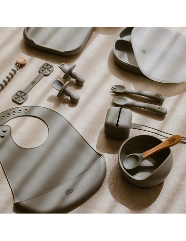 Babero Silicona Gris Petroleo