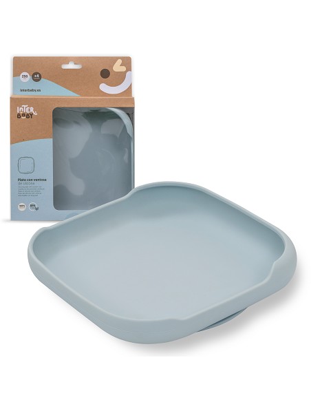 Plato Llano de Silicona Azul Grisaceo
