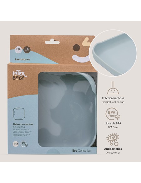 Plato Llano de Silicona Azul Grisaceo