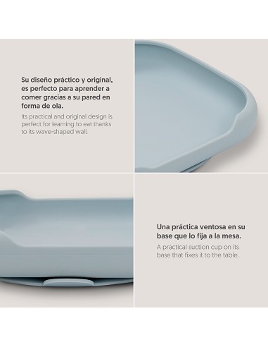 Plato Llano de Silicona Azul Grisaceo