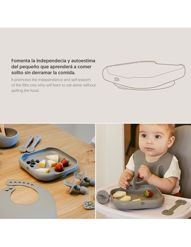 Plato Llano de Silicona Azul Grisaceo