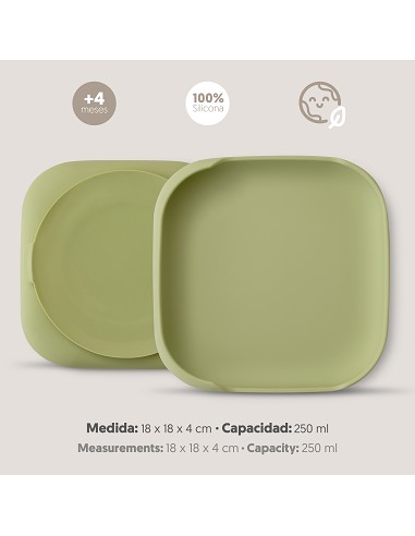 Plato Llano de Silicona Verde Oliva