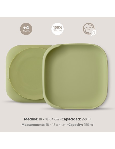 Plato Llano de Silicona Verde Oliva