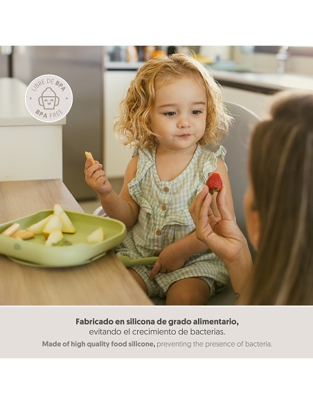 Plato Llano de Silicona Verde Oliva