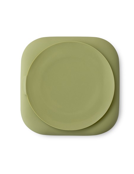 Plato Llano de Silicona Verde Oliva
