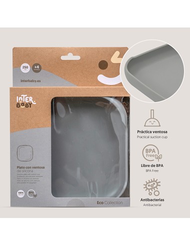 Plato Llano de Silicona Gris Petroleo