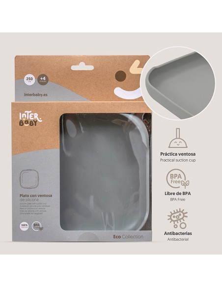 Plato Llano de Silicona Gris Petroleo