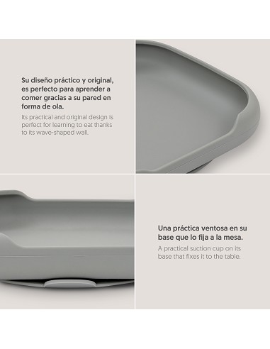Plato Llano de Silicona Gris Petroleo