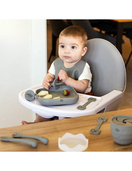 Plato Llano de Silicona Gris Petroleo