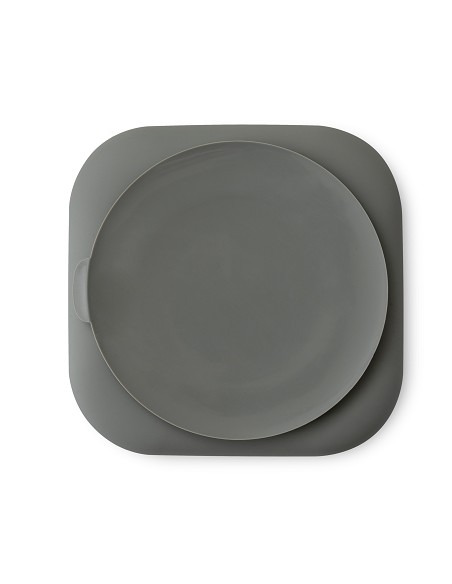 Plato Llano de Silicona Gris Petroleo