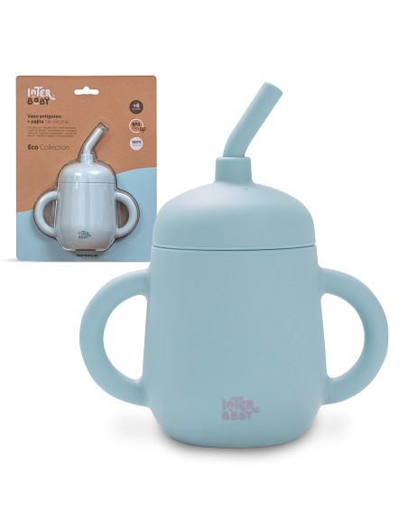 Vaso Antiderrame de Silicona Azul Grisaceo