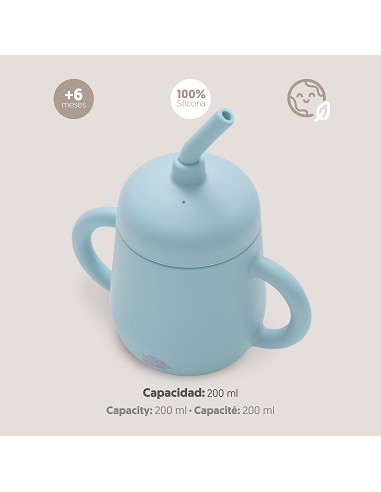 Vaso Antiderrame de Silicona Azul Grisaceo